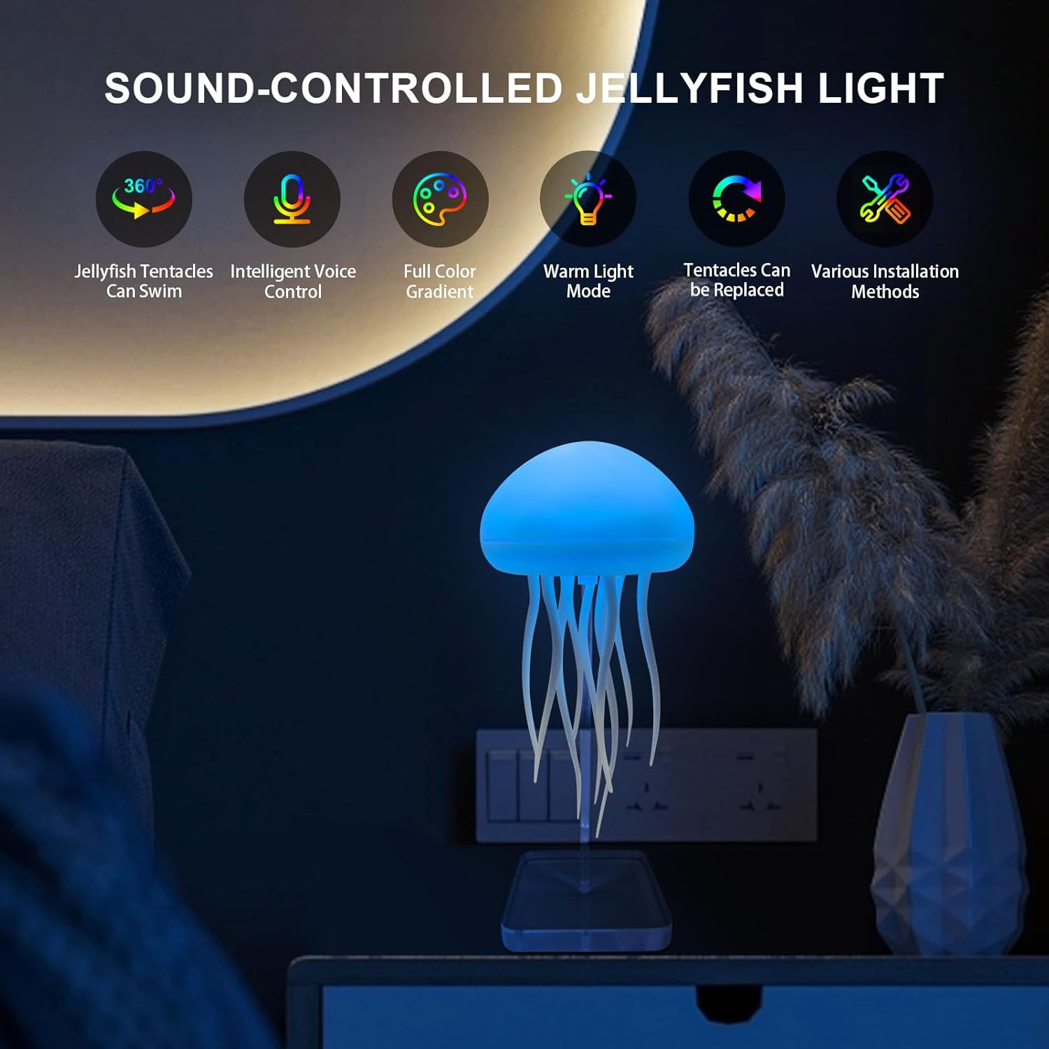 Smart Voice-Controlled Jellyfish Lamp - Premium LED Aquarium Light